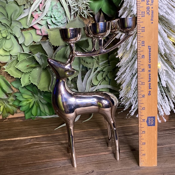 Pottery Barn Large Metal Reflective Silver Reindeer Tea Light Candle Holder - Picture 11 of 16
